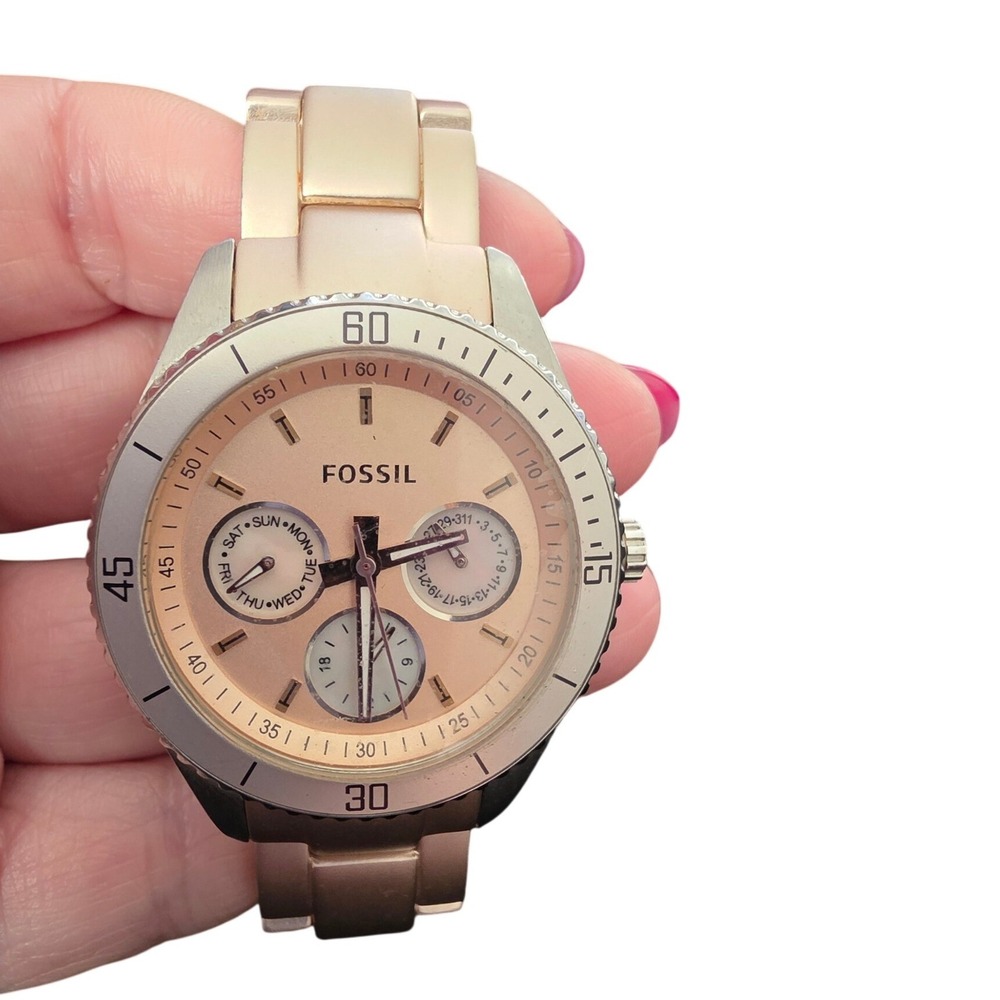 Fossil ES3037 Stella Chronograph Stella Blush Stainless Steel Bracelet Watch 37m - Picture 6 of 12